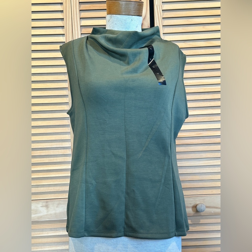 Banana Republic Olive Green Sleeveless Scuba Neck Top NWT